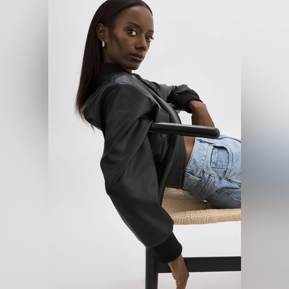 NWT Lamarque Evelin Faux Leather Cropped Bomber Jacket L - PERFECT FALL JACKET - Picture 8 of 17